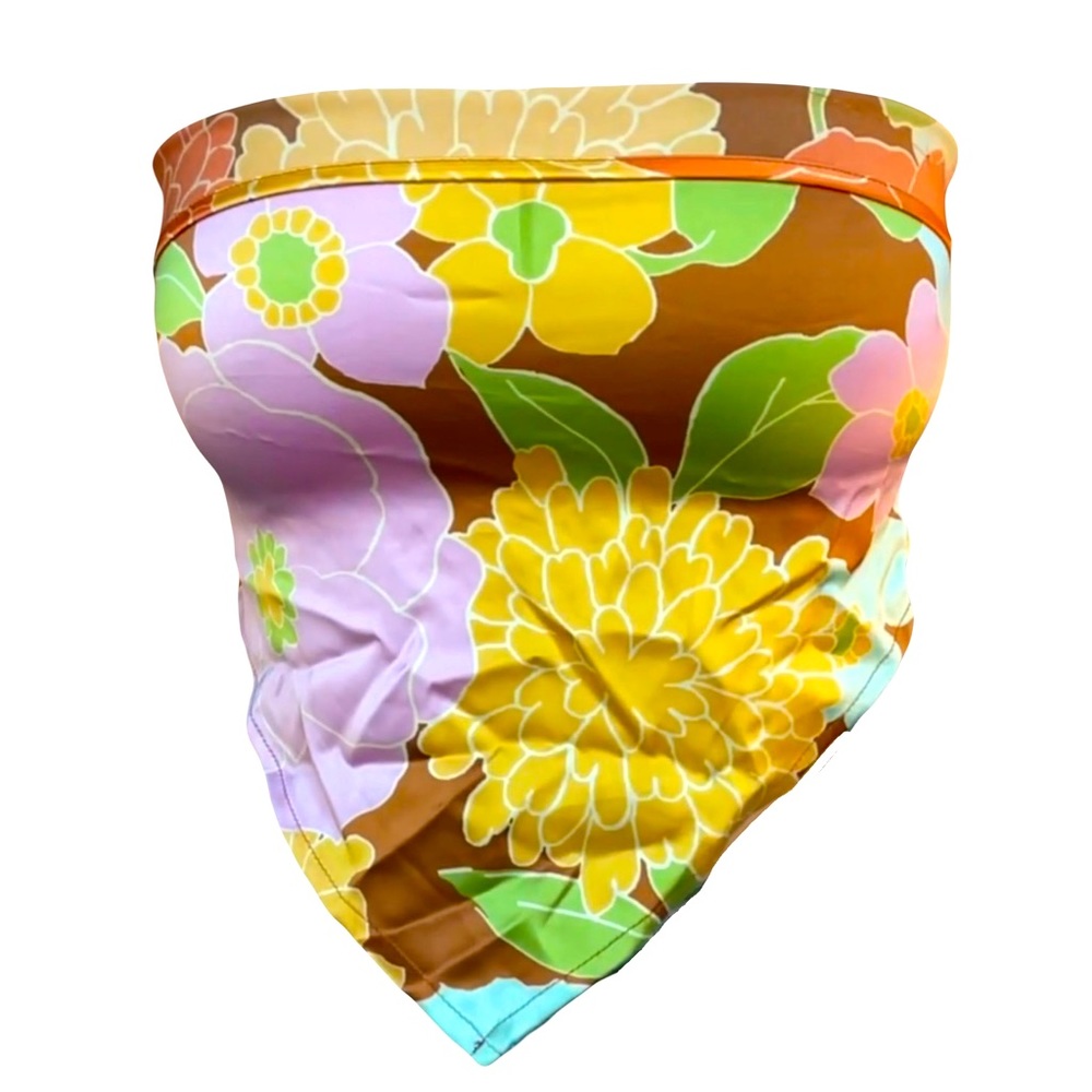 Colorful floral silky scarf shirt